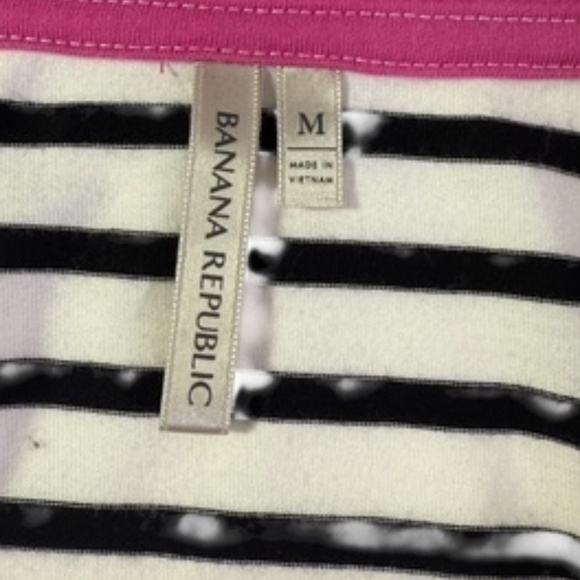 Banana Republic Horizontal Stripe Crew Neck Short Sleeve Signature Tee Size M - Picture 6 of 7